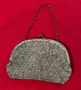 Vintage Clear Rhinestone Silver Tone Metal Evening Bag Purse - Picture 1 of 4