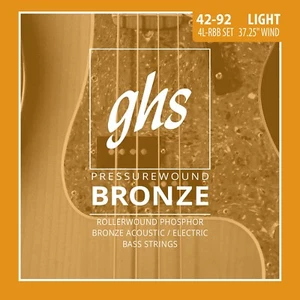 Cuerdas para bajo acústico GHS 4L-RBB PressureWound bronce; medidor de luz 42-92 - Imagen 1 de 1
