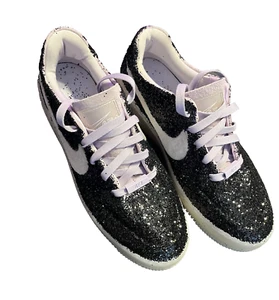 PERSONALIZADO Air Force 1 Sage Low LX Mujer 10 Violeta Niebla CON BRILLO NEGRO NUEVO EN CAJA - Imagen 1 de 8