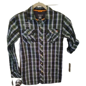 EDDIE BAUER Shirt Boys XL Green Plaid Long Sleeve Button Front 100% Cotton - Picture 1 of 8