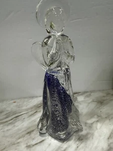 Murano Glass Cobalt Blue with Silver Dust Angel Figurine - Picture 1 of 6
