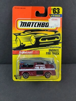 Matchbox 1997 Snorkel Fire Truck Matchbox Fire Dept #63 Maroon MB111 NEW - Image 1 of 4