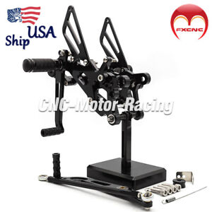 US CNC Rearsets Foot Pegs Pedal Footrest For Yamaha YZF R6 R6S 2006-2020 Black