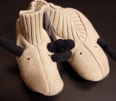 NWT GYMBOREE TAN SWEATER MOOSE / REINDEER SLIPPERS BOOTIES 12-18 MO Unisex - Image 1 of 2