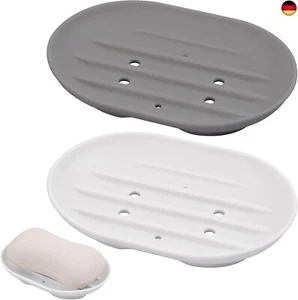 2 Stück Seifenschale Silikon, Ovale Seifenschale mit Ablauf,Seifenablage  - Bild 1 von 7