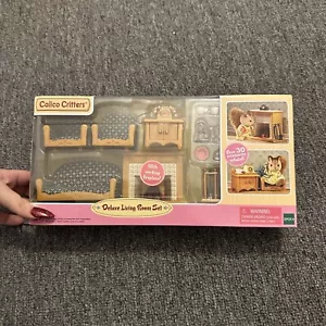 Calico Critters Deluxe Living Room Set Working Fireplace 30 Accessories NEW - Picture 1 of 2