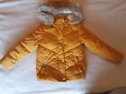 Girls' Yellow Padded Jacket /coat With Fur Trim Age 7-8 - See The Photos!