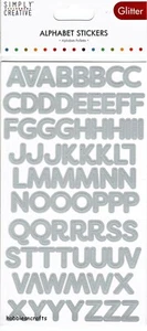 SILVER UPPER CASE ALPHABET Simply Creative Glitter Stickers 76 Letters - Bild 1 von 3