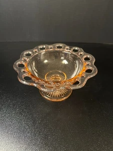 Vintage Hocking Glass Pink Depression Old Colony Open Lace Compote 6.75" - Picture 1 of 7