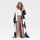 Ditsy Floral Hooded Throw Blanket Navy Blue - The Hollister