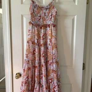 ASTR The Label Women's XS Floral Smocked Tiered Midi Dress Multicolor - Picture 1 of 8