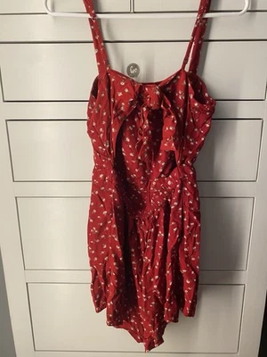 Hollister Red Floral Romper Size Medium  - Image 1 of 3