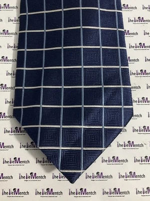 "Corbata de cuello ajustable NAUTICA seda azul marino diseño a cuadros 3,875"" (nueva sin etiquetas)" Foto 1 de 3