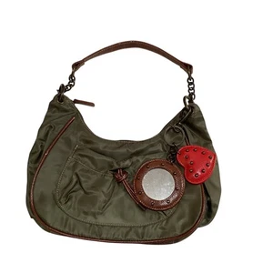 Olive Green Hobo Bag with Charm Accent Shoulder Bag Purse EUC - Picture 1 of 11
