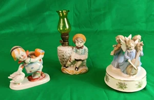 Vintage Porzellan Figuren Konvolut - Clown Gans Engel Spieluhr Vase Japan Deko - Bild 1 von 9