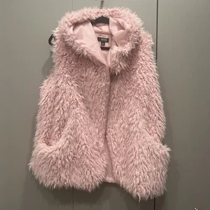 ANA pink Hooded Faux Fur Vest W/ Pockets Excellent Women’s Size L - Picture 1 of 2