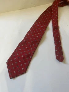 John Ashford Krawatte rot mit geometrischen Formen handgefertigte Herrenkrawatte - Bild 1 von 7