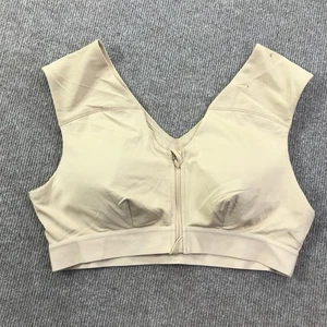 Tommie Copper Sports Bra Womens 2XL Beige Front Zip Compression Support Posture - Picture 1 of 12