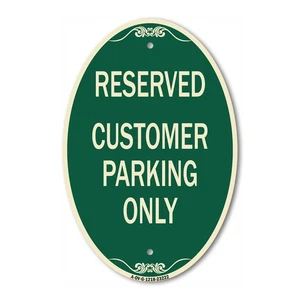 Letrero de diseñador reservado - Letrero de metal solo estacionamiento para clientes de 12" x 18" - Imagen 1 de 4