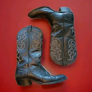 NOCONA BOOTS-LIZARD-BLACK Cowboy Boots-8.5D-Exotic Leather USA-Excellent Cond. - Picture 1 of 17