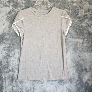 Damen grau T-Shirt Spitze Lagenlook Kurzarm Large NEU Sommer Freizeit neu ohne Etikett - Bild 1 von 8