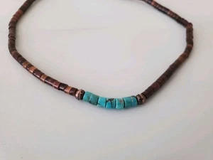 Vintage Navajo Turquoise and heishi shell and sterling bead necklace - Handmade - Picture 1 of 4