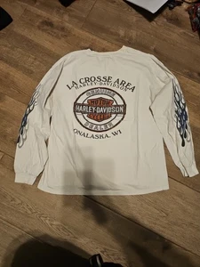 Harley-Davidson Flame Longsleeve 2006 Weiß Xl Onalaska Wi La Crosse Area - Bild 1 von 8