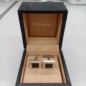 Auth Bulgari 925 Sterling Silver & Black Onyx Square Cufflinks used - Picture 1 of 5