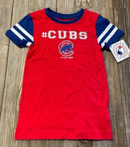 NWT Girls Chicago Cubs Cute Red #Cubs Short Sleeve Logo Shirt Size Large 10/12 - Picture 1 of 3