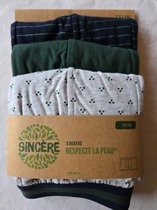 3 boxers taille 5/XL vert, bleu et gris marque Sincère Label Oeko-Tex (g) - Picture 1 of 2