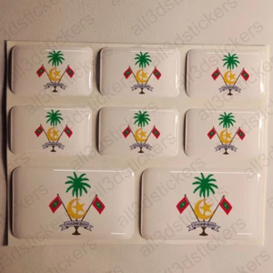 Sticker Maldives Resin Domed Stickers Maldives Coat of Arms 3D Vinyl Adhesive - Foto 1 di 1