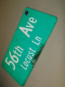 Vintage ROAD STREET Sign  56TH AVE LOCUST LN Retired, 9" x 18" Metal MANCAVE FF - Picture 1 of 3