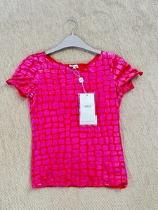 BNWT Armani Collezioni Women's Blouse Top Size 6 Hot Pink Short Sleeve RRP £180 - Picture 1 of 6