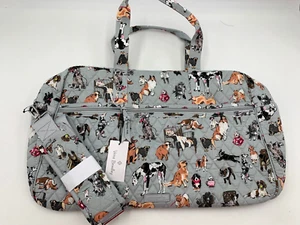 Vera Bradley Medium Traveler Duffel Bag Dog Show Gray #9981H - Picture 1 of 11
