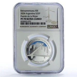 Argentina 25 pesos Buenos Aires Capitals Ibero-American PF70 NGC Ag coin 2024 - Picture 1 of 2