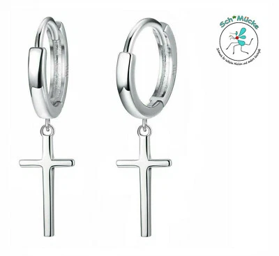 Ohrringe Sterling Silber 925 Kruzifix Jesus Christen Glücksbringer Geschenkidee - Bild 1 von 3