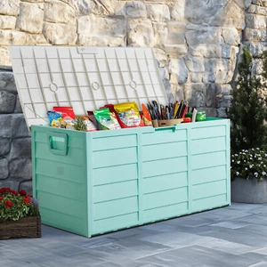 75 Gallon Outdoor Garden Resin Storage Deck Box Chest Tools Cushions Toys,Blue - Picture 1 of 10