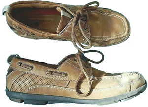 CLARKS UNSTRUCTURED UN DECK BROWN LEATHER BOAT STYLE FLAT SHOES UK 7.5 G EU41.5 - Picture 1 of 12