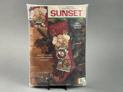 Sunset Embroidery Felt Kit Angel of Patchwork Stocking Christmas 18077 NEW VTG - Image 1 of 3