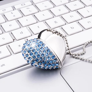 32G Forma de Corazón Diamante Cristal USB 2.0 Unidad Flash Collar Memoria U Stick Regalo - Imagen 1 de 27