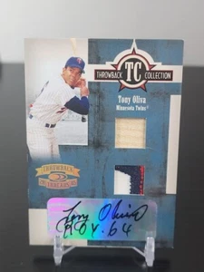 2004 DONRUSS THROWBACK THREADS COLLEZIONE AUTO PATCH TC-6 01/10 TONY OLIVA TWINS - Foto 1 di 2