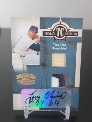 2004 DONRUSS THROWBACK THREADS COLLECTION AUTO PATCH TC-6 01/10 TONY OLIVA TWINS - Image 1 of 2