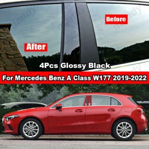 4Pcs Black BC Pillars Post Cover Trim For Mercedes Benz A Class W177 2019-2022 - Foto 1 di 10