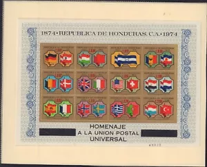 HONDURAS 1974 C574 FOGLIO RICORDO UPS BANDIERE COME NUOVO MNH - Foto 1 di 1