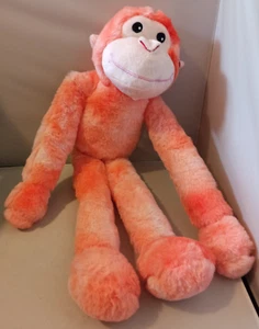 DOG TOY Orange MONKEY - Long Limbs Squeaky Crinkle plush Soft - 20" 50cm large - Picture 1 of 6