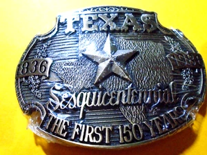FIRST EDITION Texas Brass Belt Buckle Sesquicentennia 1836-1986 (new) #no 261 - Picture 1 of 3