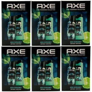 Axe Gift Set Aqua Bergamot 6 X 2teiliges Set 300ml Shower Gel + 150ml Bodyspray - Picture 1 of 1