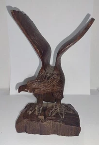 Vintage Wood Carved Eagle, 1993 Mexico - Picture 1 of 6