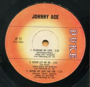 JOHNNY ACE (Pledging My Love / Never Let Me Go + 4)  R&B - SOUL  45 RPM  RECORD - Picture 1 of 2