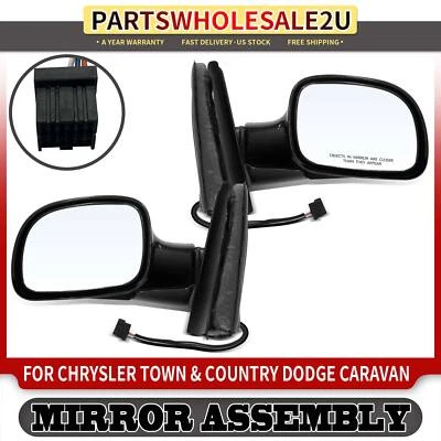 2x Espejo Negro con Ajuste Eléctrico y Plegable Manual para Dodge Caravan Chrysler Foto 1 de 4